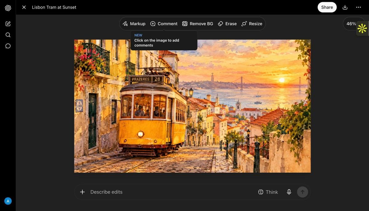 ChatGPT AI-generated watercolor illustration of a Lisbon tram for a blog header