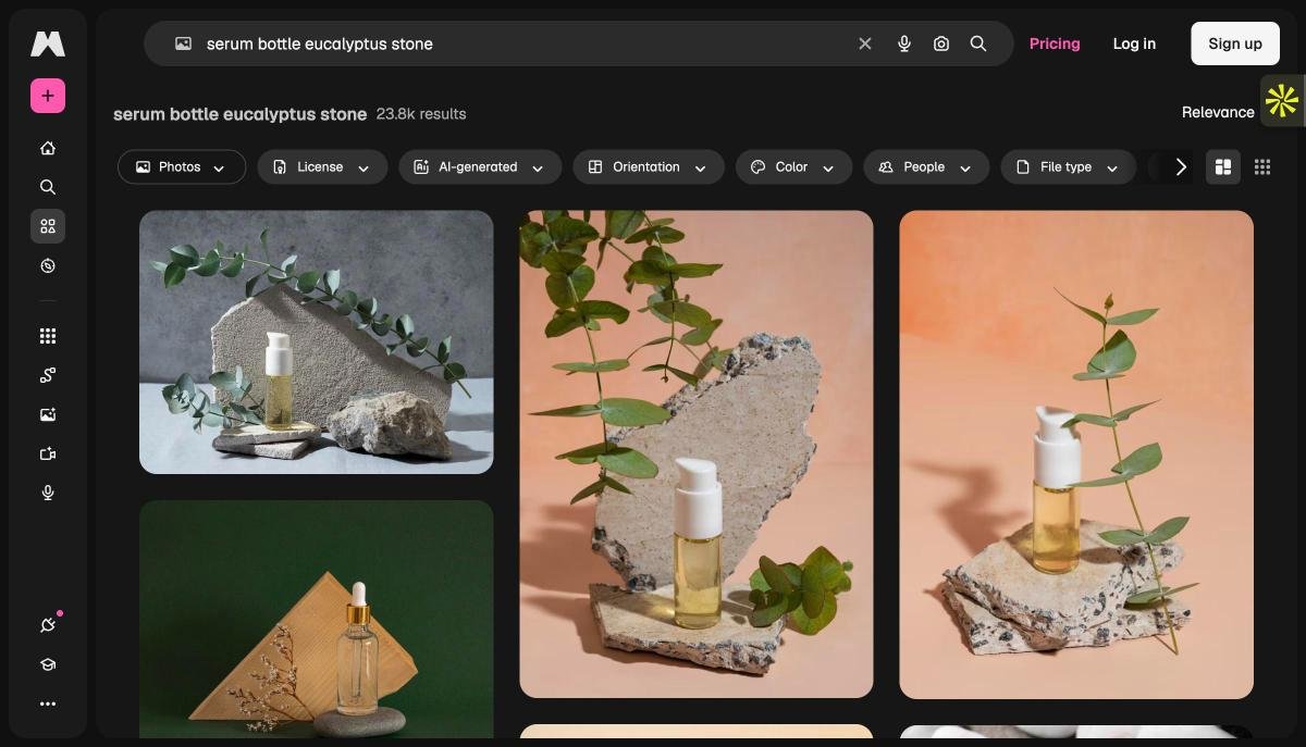Magnific search results for serum bottle with eucalyptus on stone