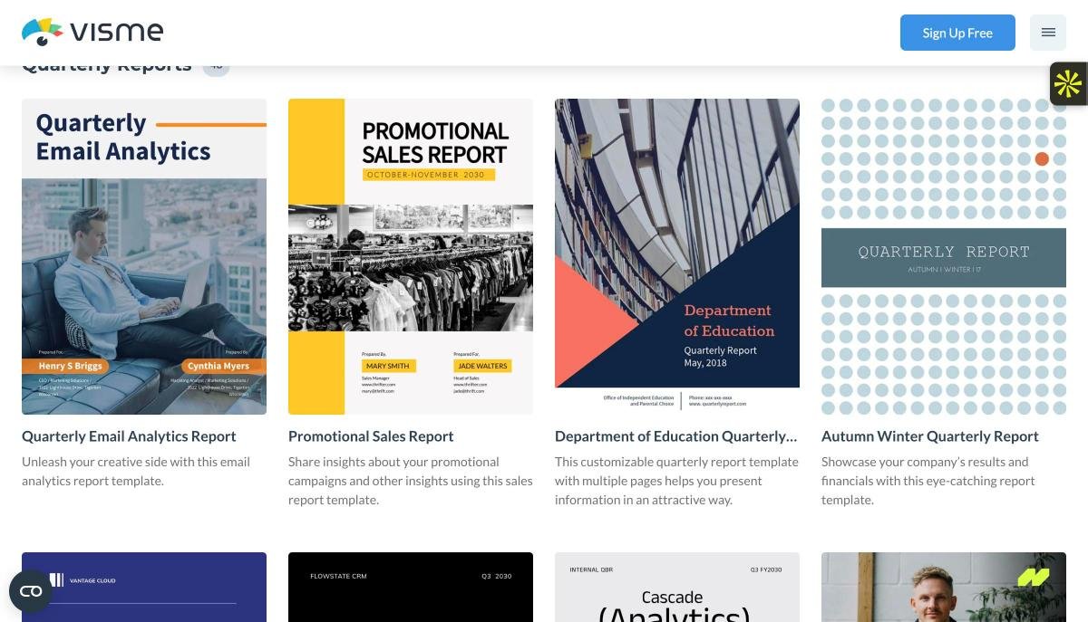 Visme quarterly report templates